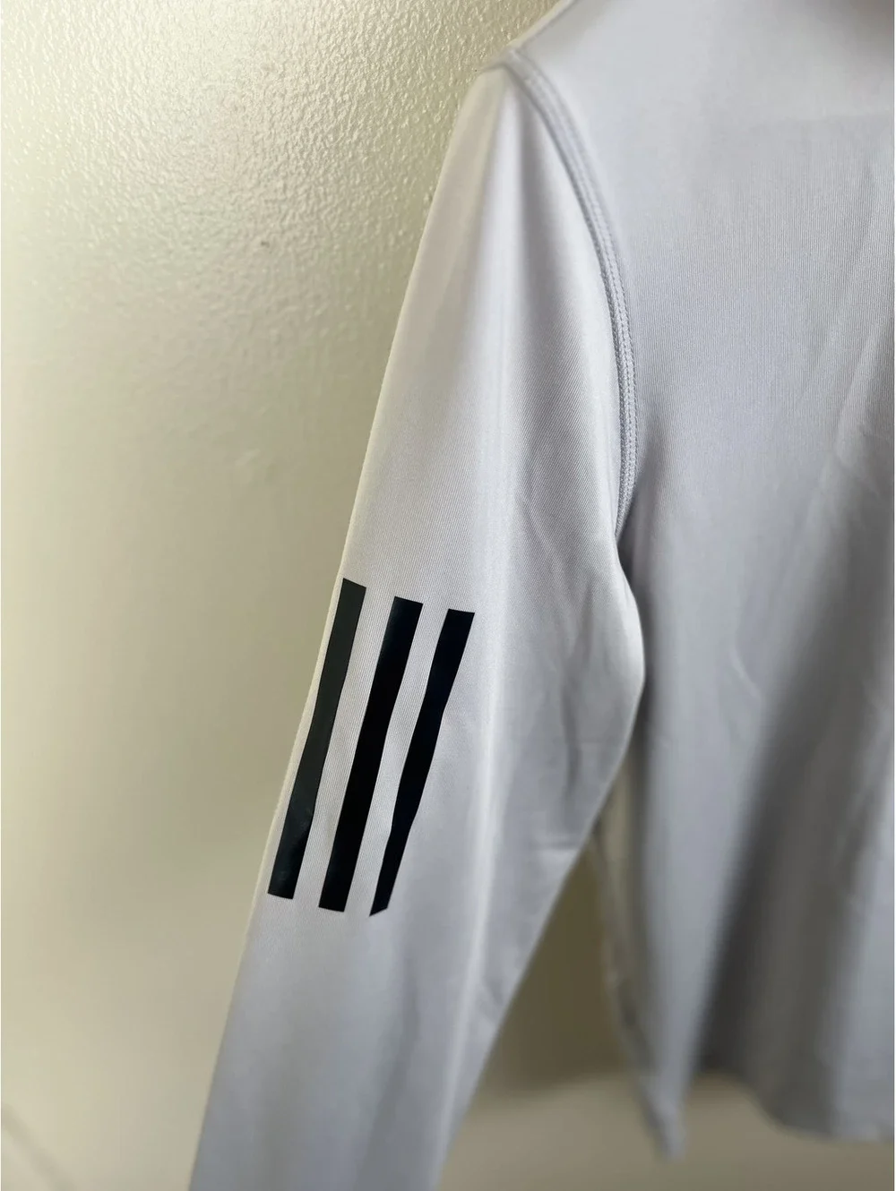 Adidas Quarter-Zip Pullover Men's Small Light Grey Mock Collar Performance